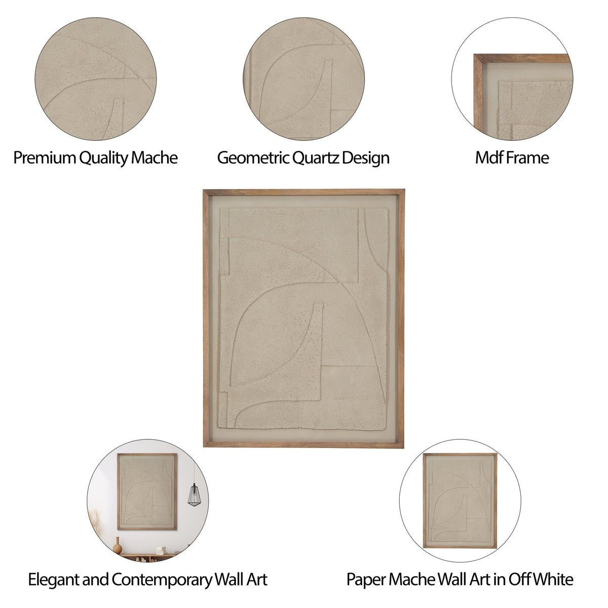 39X50 PAPER MACHE WALL ART FRAMED GLASS, OFF-WHITE Wall Art| Sagebrook Home