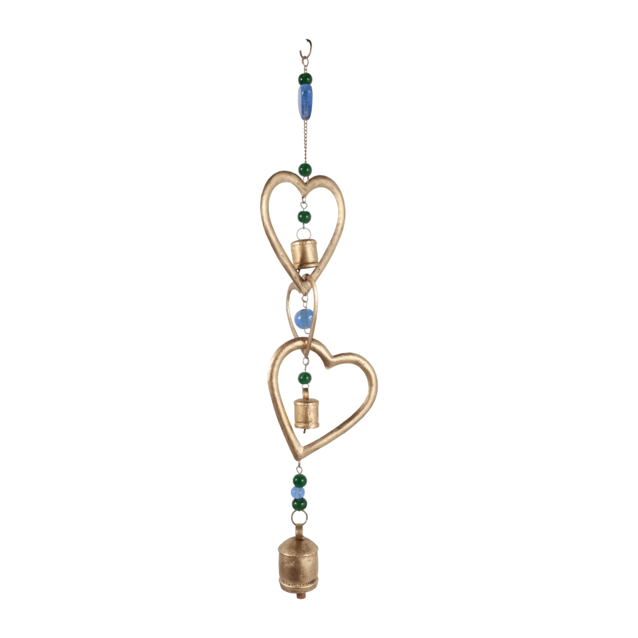 39x7" Hanging Hearts With Beads Chime, Multi Planter| Sagebrook Home