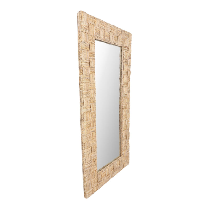 39"x79" Woven Abaca Leaner Mirror, Natural - Al Rugaib Furniture