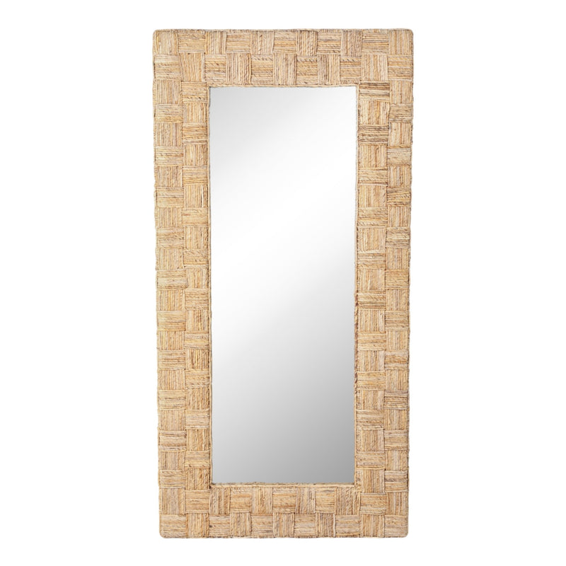 39"x79" Woven Abaca Leaner Mirror, Natural - Al Rugaib Furniture