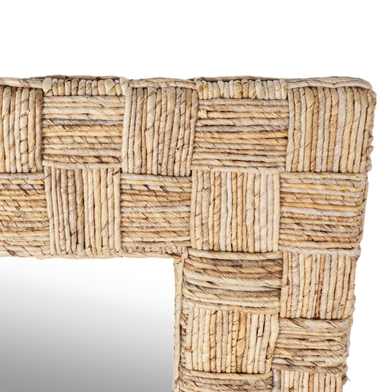 39"x79" Woven Abaca Leaner Mirror, Natural - Al Rugaib Furniture