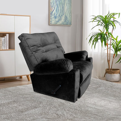 Velvet Upholstered Classic Recliner Chair With Bed Mode From In House - Black - NZ20