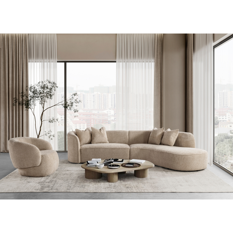 Raya Beige Sectional (Right Chaise+Left Arm)