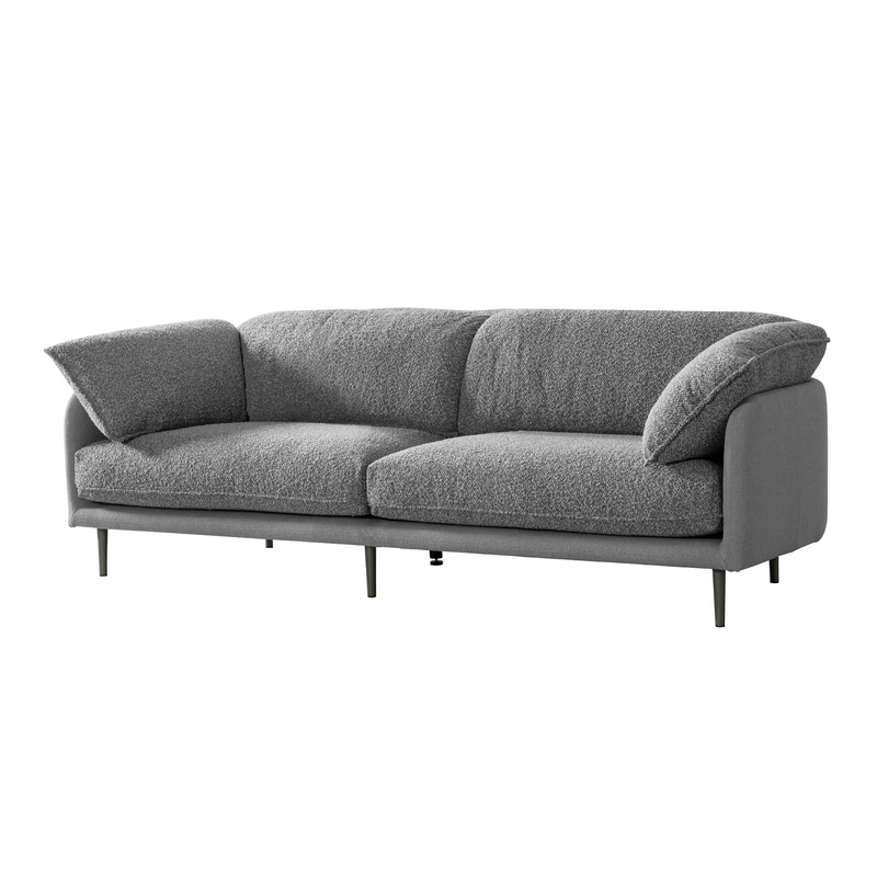 Ahad Grey Boucle Sofa (W226cm)