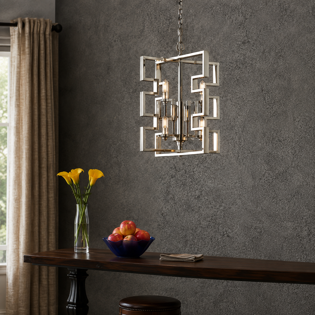 Puzzled Silver Leaf Finish Pendant Lamp
