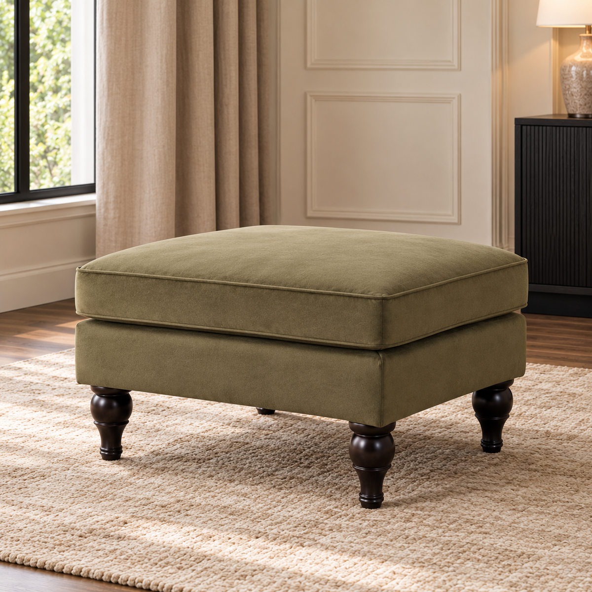 Saddle Green Ottoman