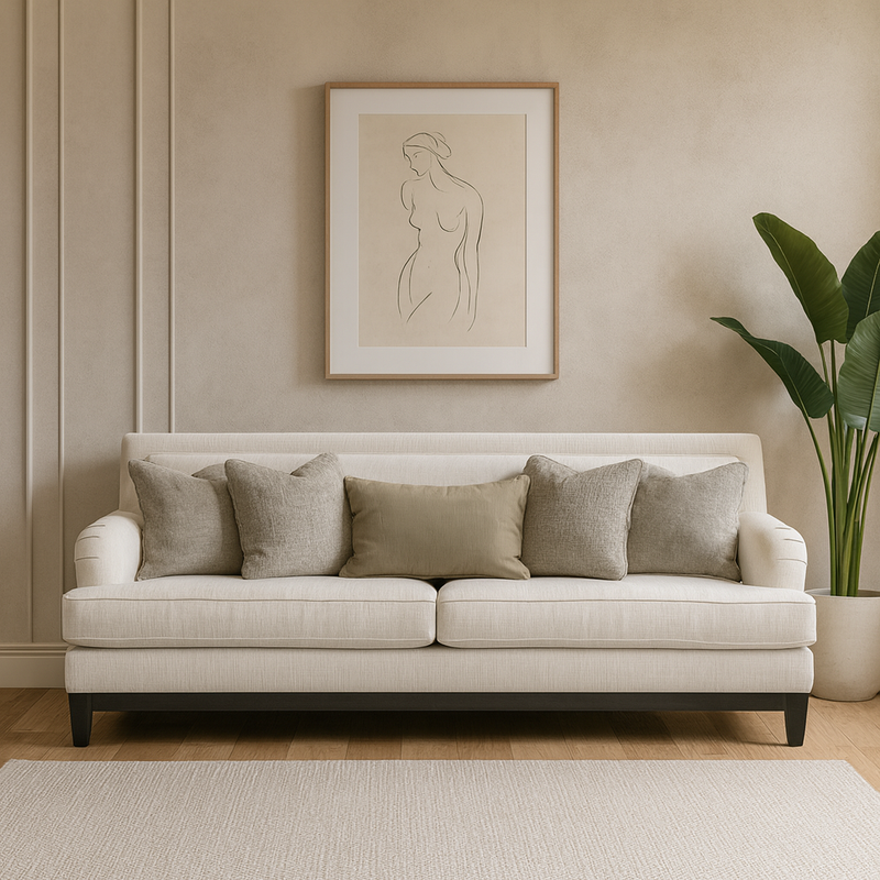 Romanian Key Beige 4 Seater Sofa