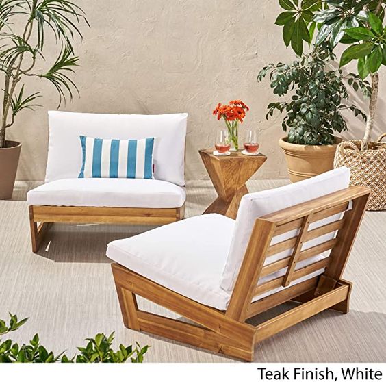 Royal | Harmony Crest Outdoor Velvet Chair – White & Brown – Swedish Wood – 80×75×70 cm