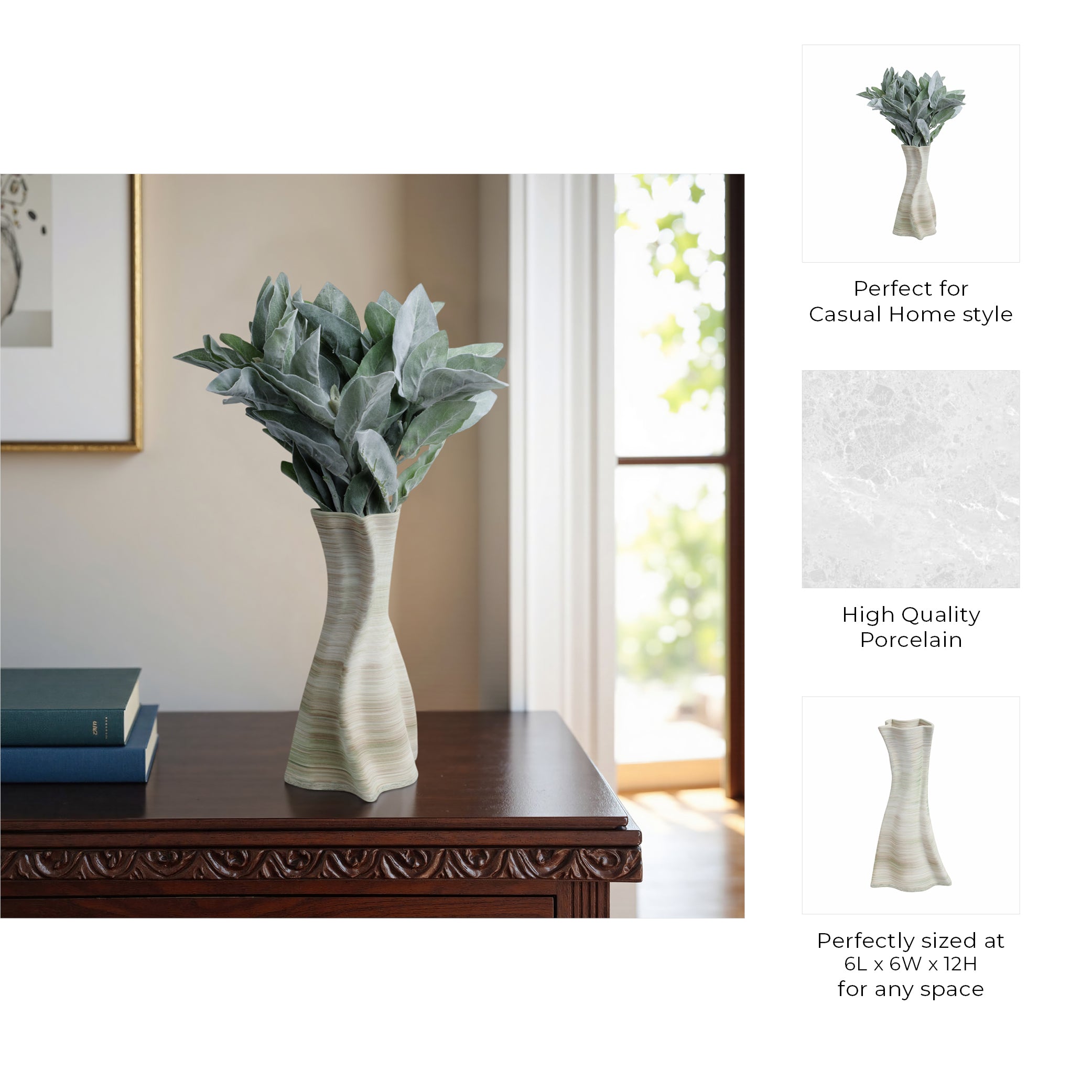 مزهرية خزفية مطبوعة ثلاثية الأبعاد بشكل الحلزون، متعددة الألوان caracol 3d Printed Porcelain Vase, Multi