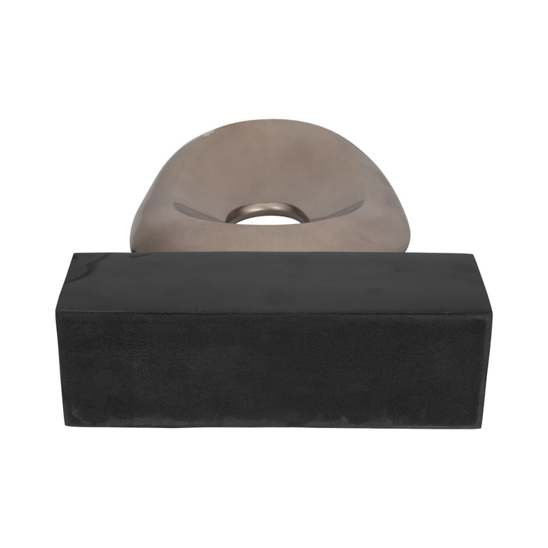 18, METAL OVAL SCULPTURE,SLVR/BLK