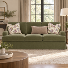 Jasmine Olive Sofa Skirted 215cm