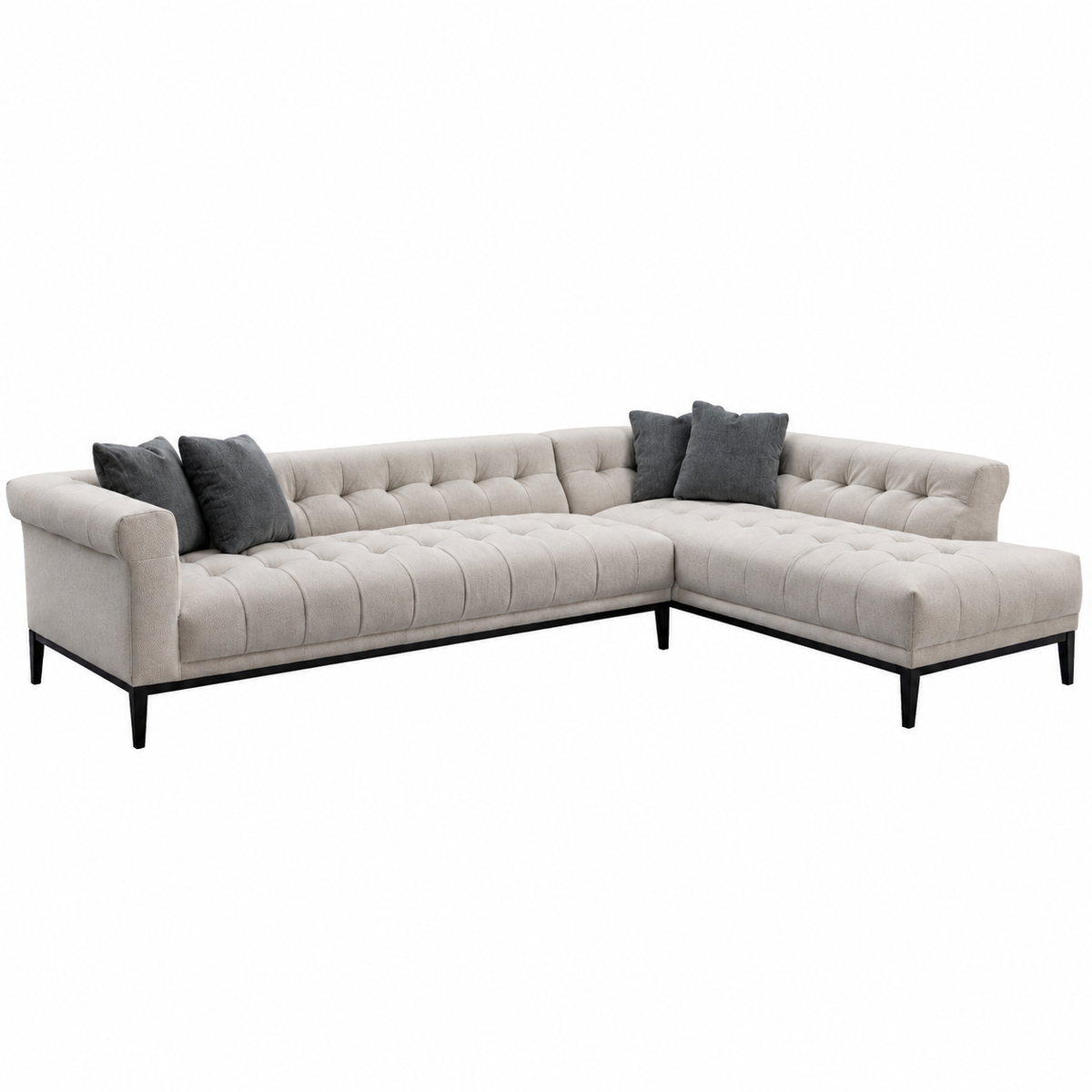 Agate Ivory and Charcoal cushion Sectional Raf