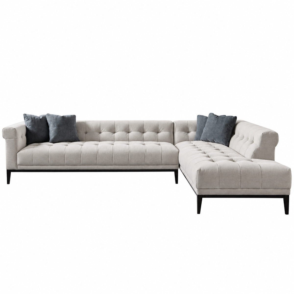 Agate Ivory and Charcoal cushion Sectional Raf