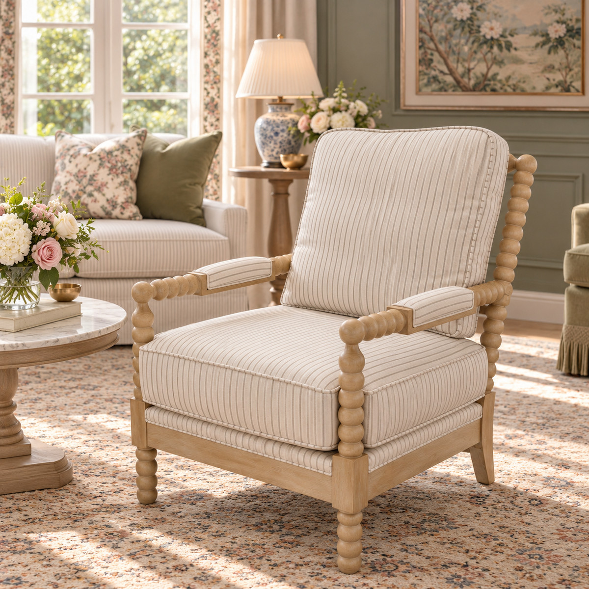 Jasmine Striped Patterns Accent Chair