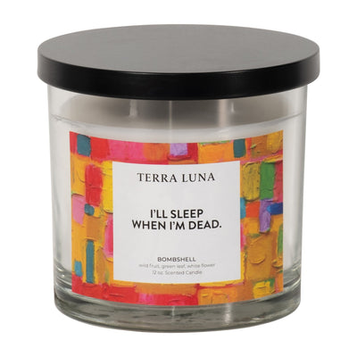 4" 12 Oz Sleep When I'm Dead Lidded Candle - Al Rugaib Furniture