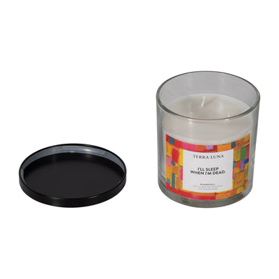 4" 12 Oz Sleep When I'm Dead Lidded Candle - Al Rugaib Furniture