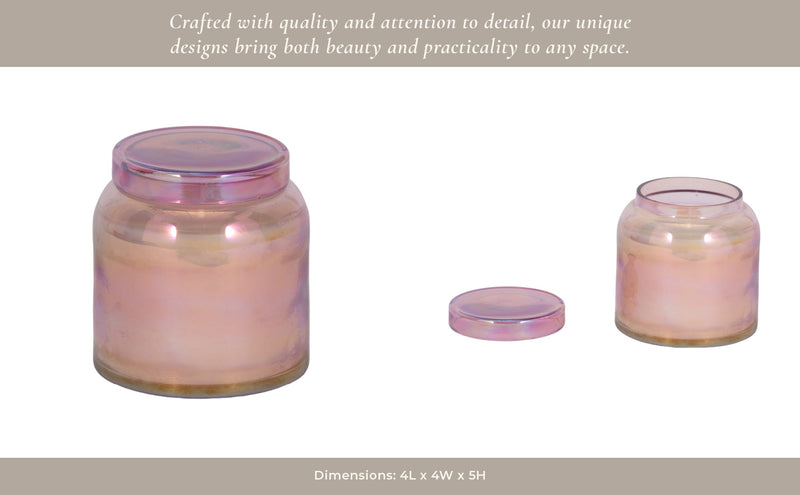 4" 21 Oz Jasmine Luster Lidded Candle, Pink - Al Rugaib Furniture