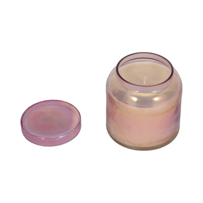 4" 21 Oz Jasmine Luster Lidded Candle, Pink - Al Rugaib Furniture