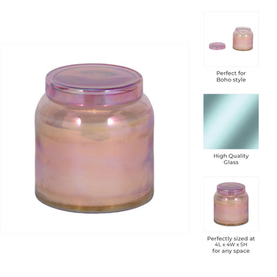 4" 21 Oz Jasmine Luster Lidded Candle, Pink - Al Rugaib Furniture