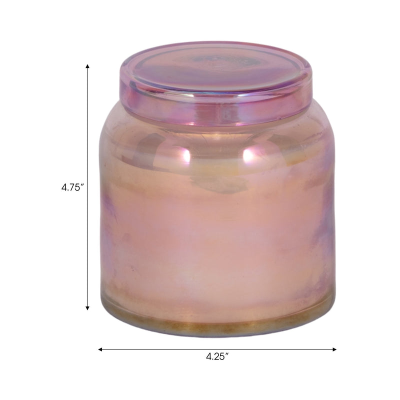 4" 21 Oz Jasmine Luster Lidded Candle, Pink - Al Rugaib Furniture