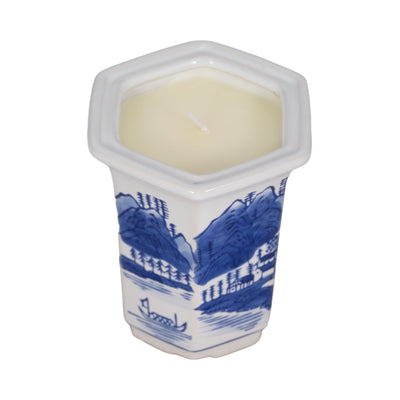 4", 5oz Chinoiserie Candle , Blue/white - Al Rugaib Furniture