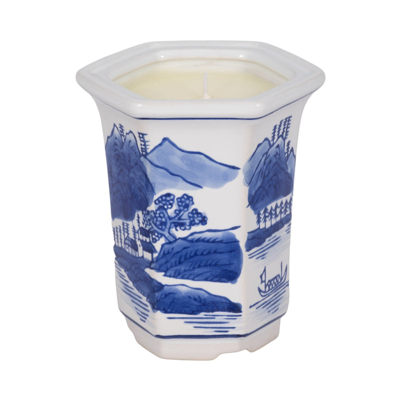 4", 5oz Chinoiserie Candle , Blue/white - Al Rugaib Furniture
