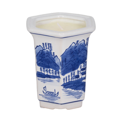 4", 5oz Chinoiserie Candle , Blue/white - Al Rugaib Furniture