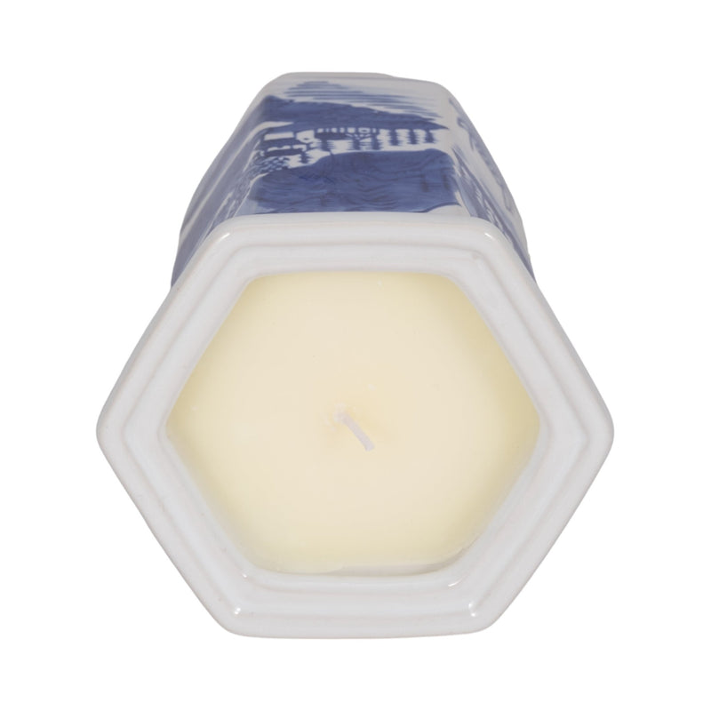 4", 5oz Chinoiserie Candle , Blue/white - Al Rugaib Furniture