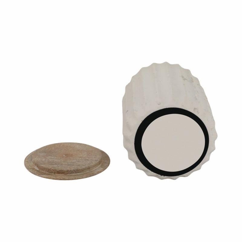 4" 6 Oz Euclyptus & Sage Ridged Cndle W/lid, Cream - Al Rugaib Furniture