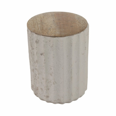 4" 6 Oz Euclyptus & Sage Ridged Cndle W/lid, Cream - Al Rugaib Furniture