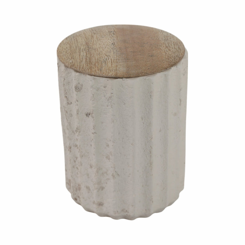 4" 6 Oz Euclyptus & Sage Ridged Cndle W/lid, Cream - Al Rugaib Furniture