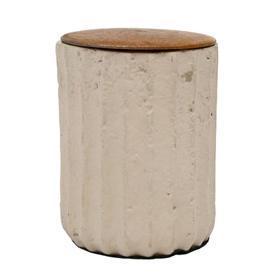 4" 6 Oz Euclyptus & Sage Ridged Cndle W/lid, Cream - Al Rugaib Furniture