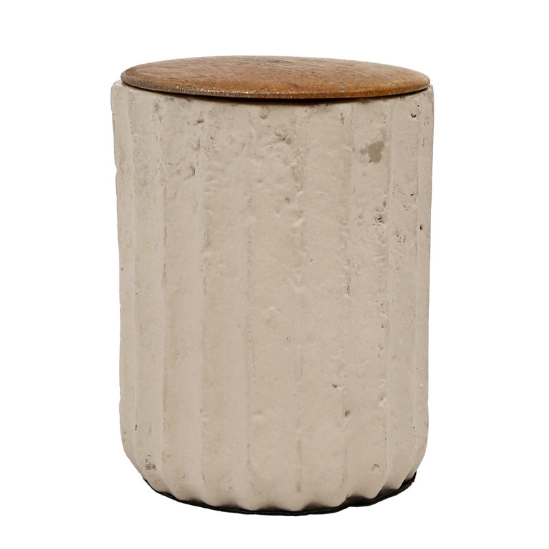 4" 6 Oz Euclyptus & Sage Ridged Cndle W/lid, Cream - Al Rugaib Furniture