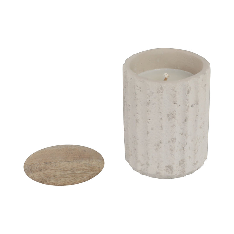 4" 6 Oz Euclyptus & Sage Ridged Cndle W/lid, Cream - Al Rugaib Furniture