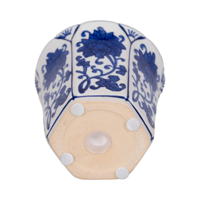 4", 6oz Fluted Chinoiserie Candle , Blue/white - Al Rugaib Furniture