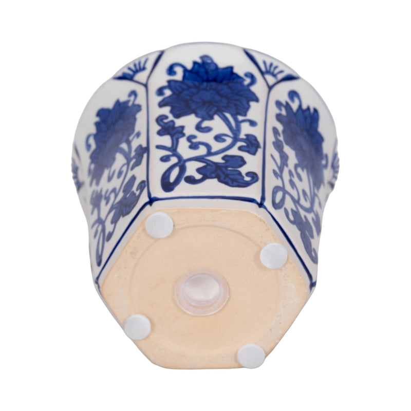 4", 6oz Fluted Chinoiserie Candle , Blue/white - Al Rugaib Furniture