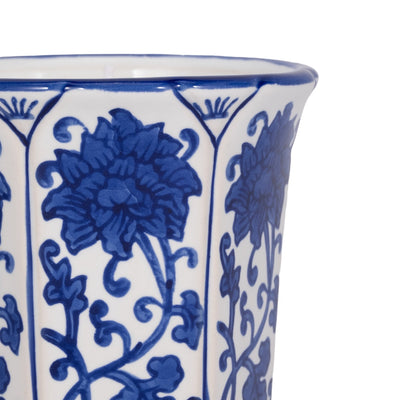 4", 6oz Fluted Chinoiserie Candle , Blue/white - Al Rugaib Furniture