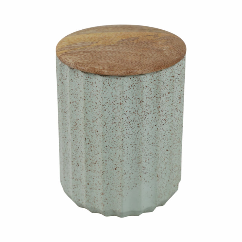 4" 6oz Wild Jasmine & Daisy Rdged Cndle W/lid,blu - Al Rugaib Furniture