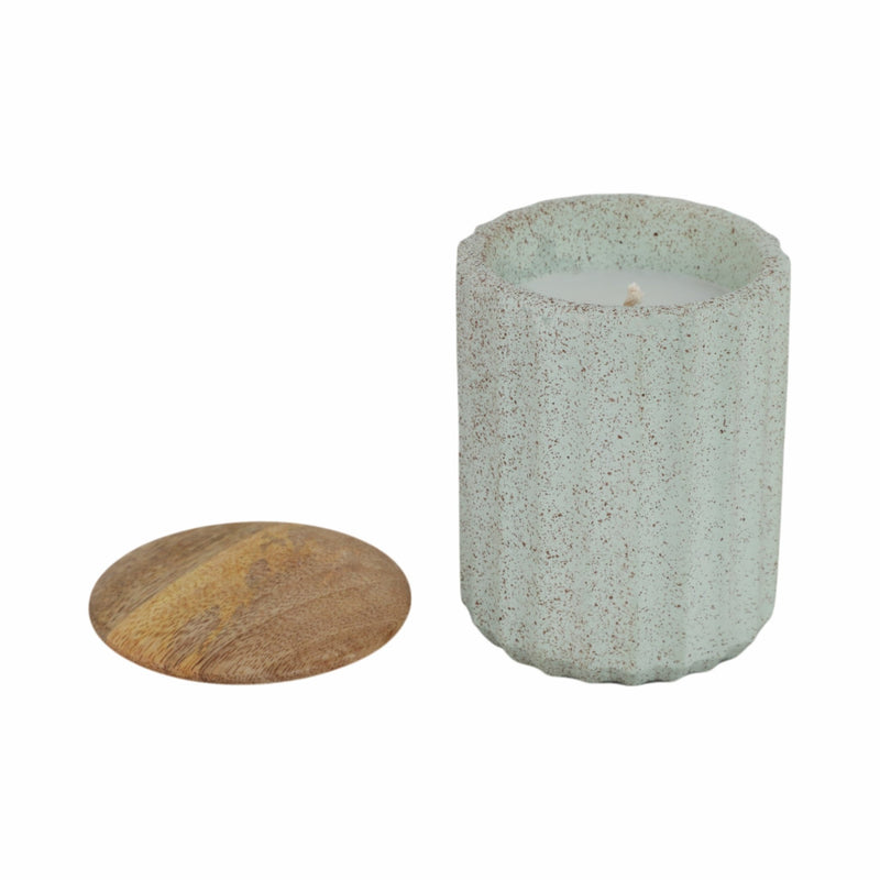 4" 6oz Wild Jasmine & Daisy Rdged Cndle W/lid,blu - Al Rugaib Furniture