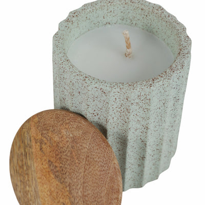 4" 6oz Wild Jasmine & Daisy Rdged Cndle W/lid,blu - Al Rugaib Furniture