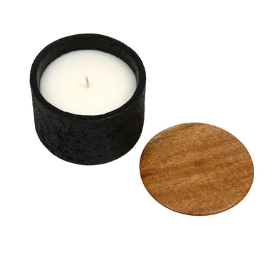 4" 7 Oz Balsam & Myrrh Footed Candle With Lid, Blk - Al Rugaib Furniture