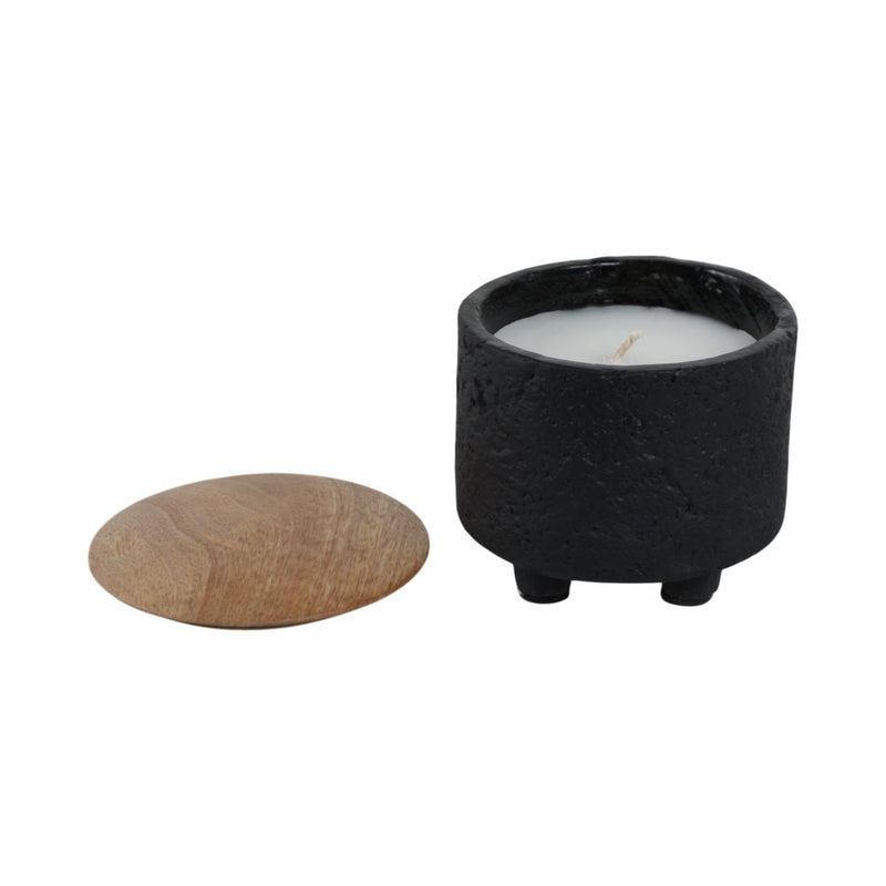4" 7 Oz Balsam & Myrrh Footed Candle With Lid, Blk - Al Rugaib Furniture