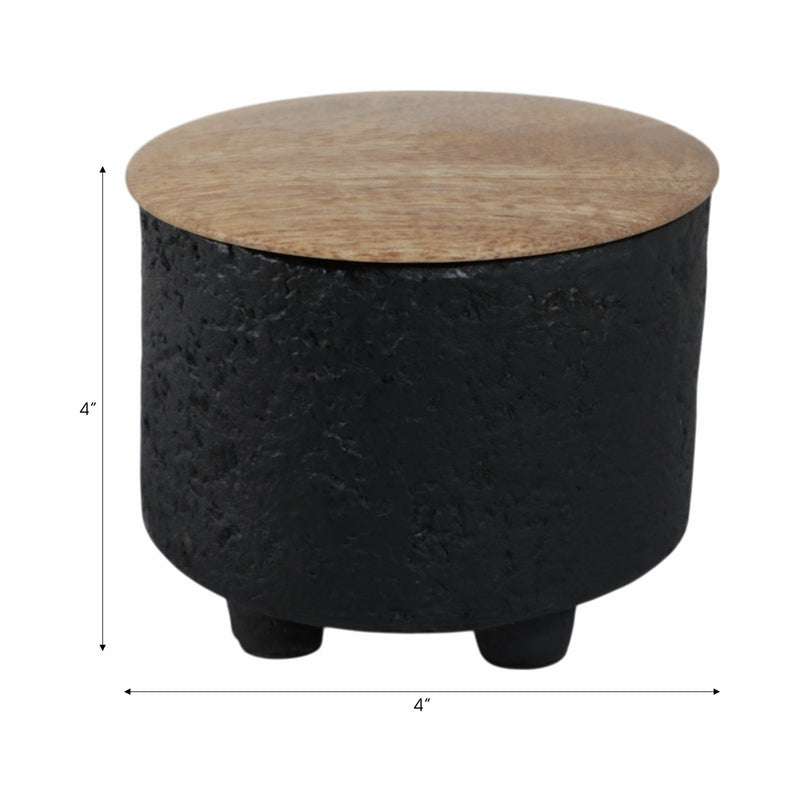 4" 7 Oz Balsam & Myrrh Footed Candle With Lid, Blk - Al Rugaib Furniture