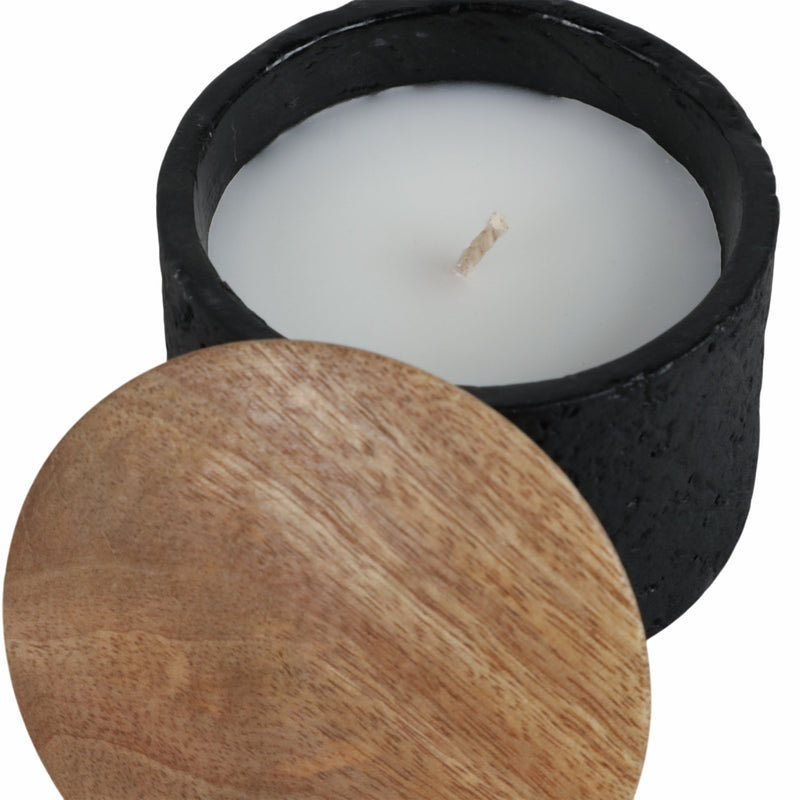 4" 7 Oz Balsam & Myrrh Footed Candle With Lid, Blk - Al Rugaib Furniture