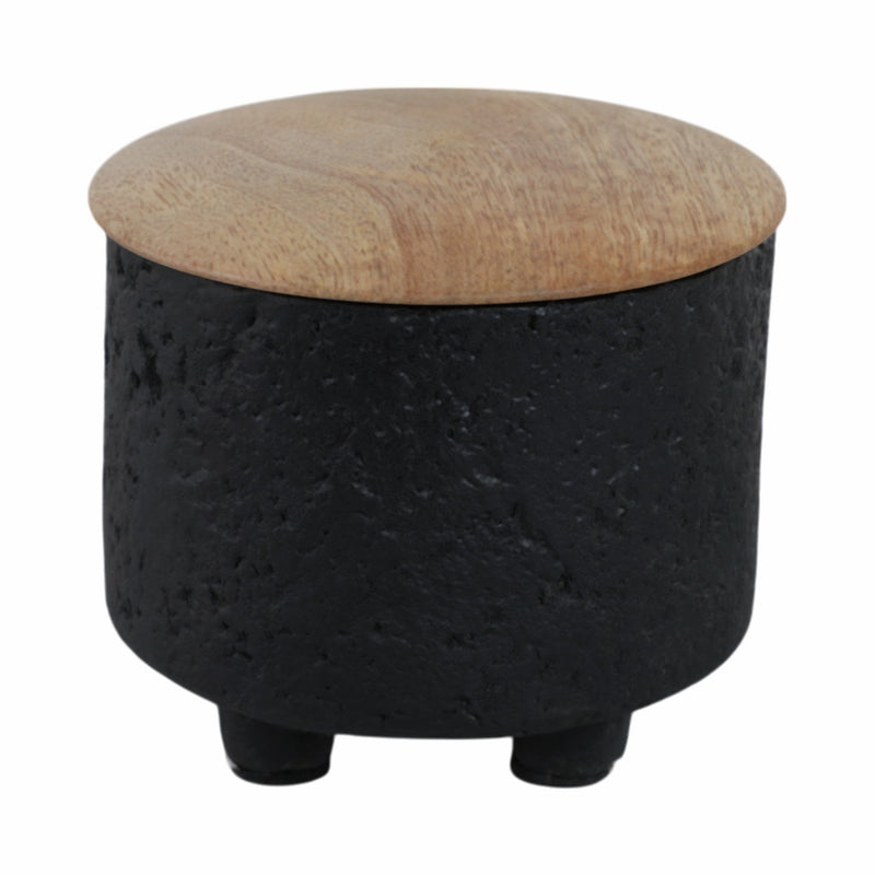 4" 7 Oz Balsam & Myrrh Footed Candle With Lid, Blk - Al Rugaib Furniture