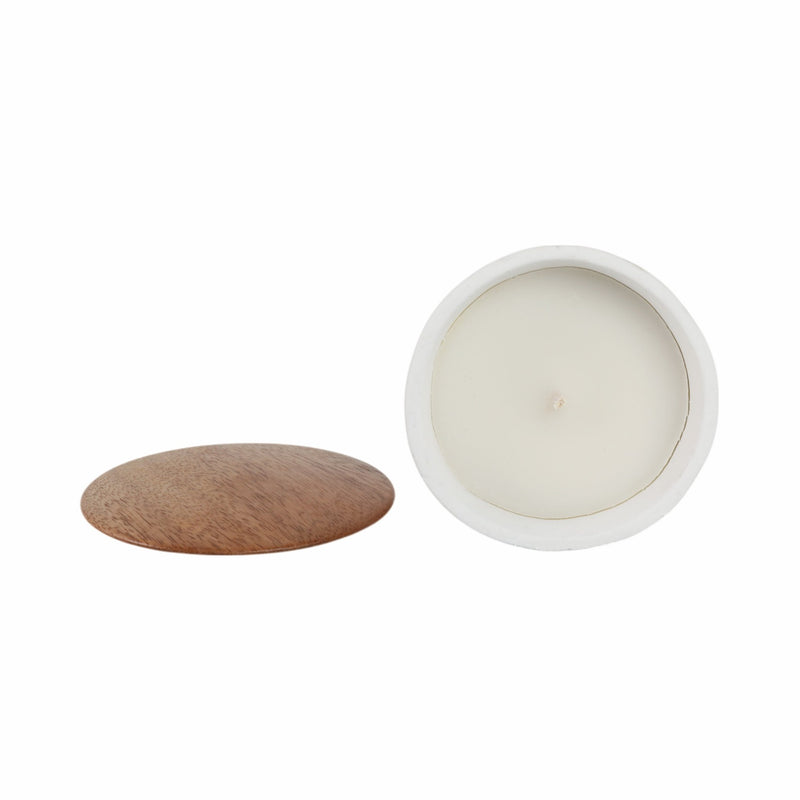 4" 7 Oz Wild Jasmine & Daisy Candle With Lid, Wht - Al Rugaib Furniture