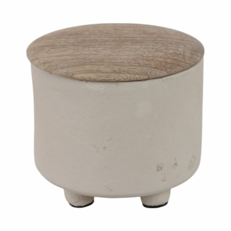 4" 7oz Euclyptus & Sage Footed Cndle W/lid, Cream - Al Rugaib Furniture