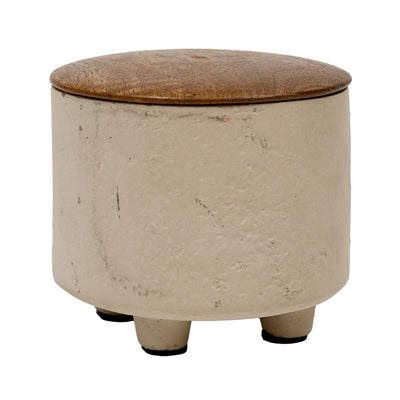 4" 7oz Euclyptus & Sage Footed Cndle W/lid, Cream - Al Rugaib Furniture