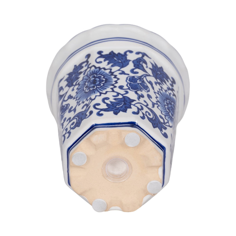 4", 7oz Fluted Chinoiserie Candle , Blue/white - Al Rugaib Furniture