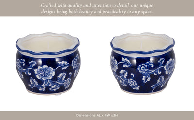 4", 7oz Round Chinoiserie Candle , Blue/white - Al Rugaib Furniture